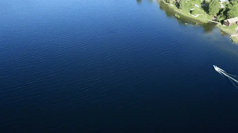 Aerial View. Flying over the mountain lake. Aerial camera shot. Altai, Siberia. Stock Footage 33851919