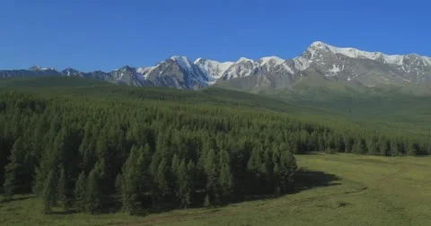 Aerial View. Flying over the Mountain Lake. Altai, Siberia. Kurai Steppe. Stock Footage 62354402