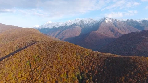 Aerial View. Flying over the mountain Aibga Krasnaya Polyana in Sochi. Stock Footage 71323751