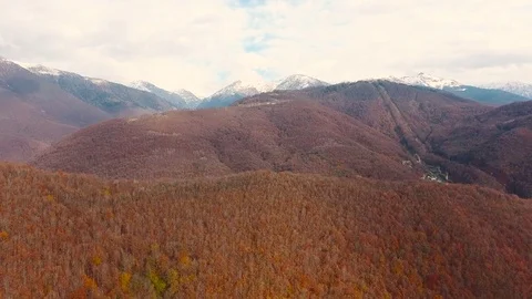 Aerial View. Flying over the mountain Aibga Krasnaya Polyana in Sochi. Stock Footage 71337992