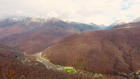 Aerial View. Flying over the mountain Aibga Krasnaya Polyana in Sochi. Stock Footage 71338069