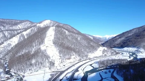 Aerial View. Flying over the mountain Aibga Krasnaya Polyana in Sochi. Stock Footage 71372165