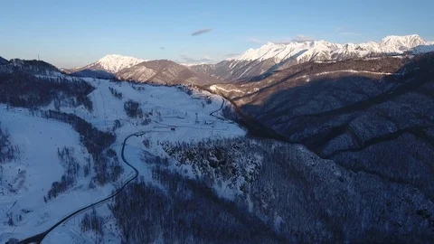 Aerial View. Flying over the mountain Aibga Krasnaya Polyana in Sochi. Stock Footage 71382387