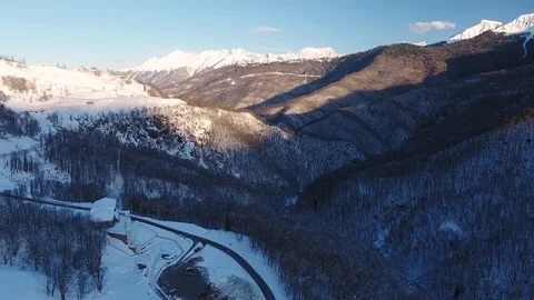 Aerial View. Flying over the mountain Aibga Krasnaya Polyana in Sochi. Stock Footage 71383014