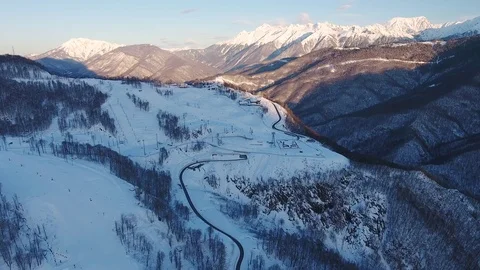 Aerial View. Flying over the mountain Aibga Krasnaya Polyana in Sochi. Stock Footage 71383236