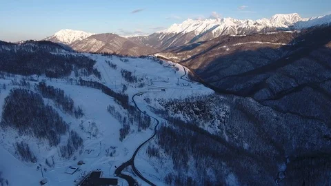 Aerial View. Flying over the mountain Aibga Krasnaya Polyana in Sochi. Stock Footage 71383391