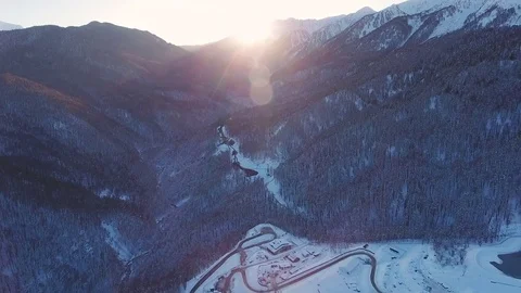 Aerial View. Flying over the mountain Aibga Krasnaya Polyana in Sochi. Stock Footage 71384423
