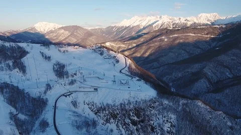 Aerial View. Flying over the mountain Aibga Krasnaya Polyana in Sochi. Stock Footage 71386124