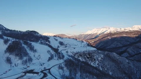 Aerial View. Flying over the mountain Aibga Krasnaya Polyana in Sochi. Stock Footage 71394754