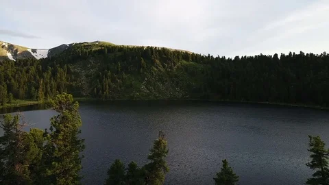 Aerial View. Flying over the Mountain Lake. Altai. Siberia. Karakolsky Lakes. Ph Stock Footage 77901688