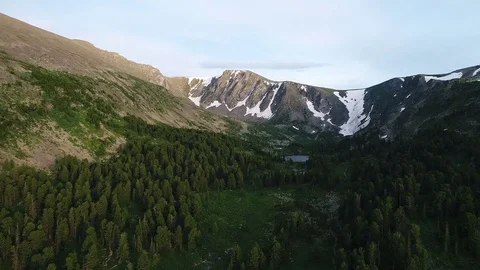Aerial View. Flying over the Mountain Lake. Altai. Siberia. Karakolsky Lakes. Ph 動画素材 77901886