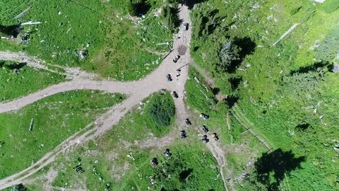 Aerial View. Flying over the Mountain Lake. Altai. Karakolsky Lakes Expedition Video stock 78627418