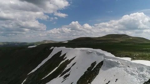 Aerial View. Flying over the Mountain Lake. Altai. Karakolsky Lakes Expedition Stock Footage 78692998