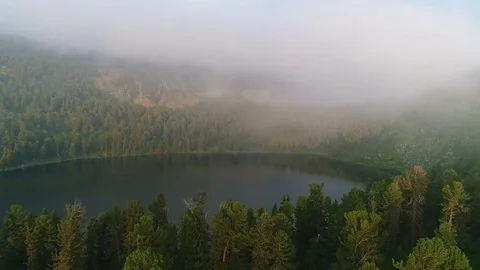 Aerial View. Flying over the Mountain Lake. Altai. Karakolsky Lakes Expedition Stock Footage 78693011