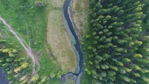 Aerial View. Flying over the Mountain Lake. Altai. Karakolsky Lakes Expedition Stock Footage 78841393