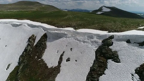 Aerial View. Flying over the Mountain Lake. Altai. Karakolsky Lakes Expedition Stock Footage 78959009