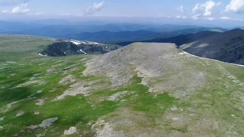 Aerial View. Flying over the Mountain Lake. Altai. Karakolsky Lakes Expedition Stock Footage 78959217