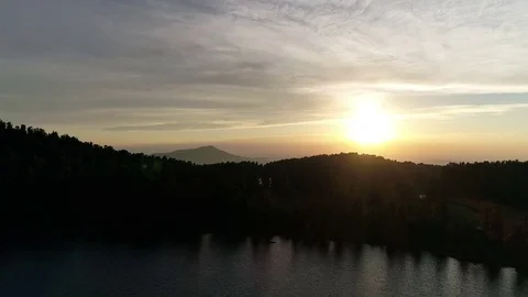 Aerial View. Flying over the Mountain Lake. Altai. Karakolsky Lakes Expedition Stock Footage 79133640
