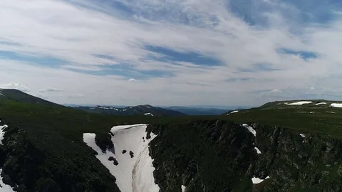 Aerial View. Flying over the Mountain Lake. Altai. Karakolsky Lakes Expedition Stock Footage 79301305