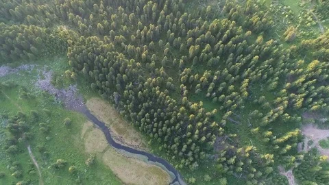 Aerial View. Flying over the Mountain Lake. Altai. Karakolsky Lakes Expedition Stock Footage 79301428