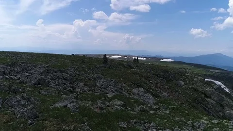 Aerial View. Flying over the Mountain Lake. Altai. Karakolsky Lakes Expedition Stock Footage 79301675