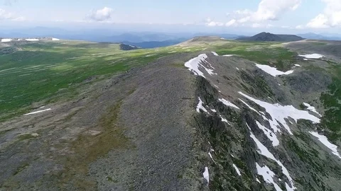Aerial View. Flying over the Mountain Lake. Altai. Karakolsky Lakes Expedition Stock Footage 79301973