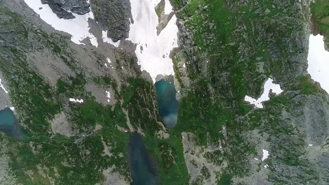 Aerial View. Flying over the Mountain Lake. Altai. Karakolsky Lakes Expedition Stock Footage 79672001