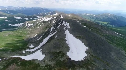 Aerial View. Flying over the Mountain Lake. Altai. Karakolsky Lakes Expedition Stock Footage 79672207