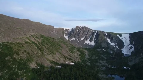 Aerial View. Flying over the Mountain Lake. Altai. Karakolsky Lakes Expedition Stock Footage 79819630