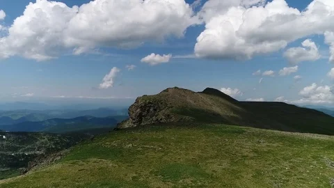 Aerial View. Flying over the Mountain Lake. Altai. Karakolsky Lakes Expedition Stock Footage 79819767