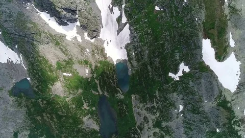 Aerial View. Flying over the Mountain Lake. Altai. Karakolsky Lakes Expedition Stock Footage 80135728