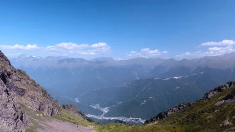 Aerial View. Flying over the mountain Aibga Krasnaya Polyana in Sochi. 動画素材 80228674