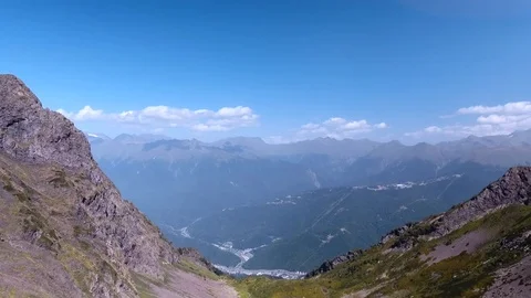 Aerial View. Flying over the mountain Aibga Krasnaya Polyana in Sochi. 動画素材 80229143