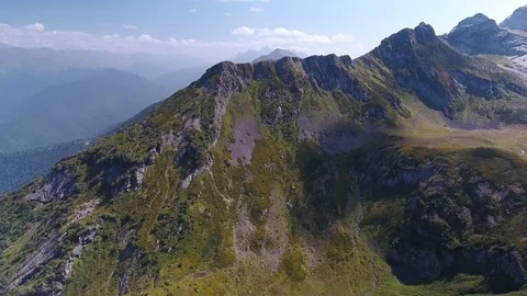 Aerial View. Flying over the mountain Aibga Krasnaya Polyana in Sochi. 動画素材 80229610