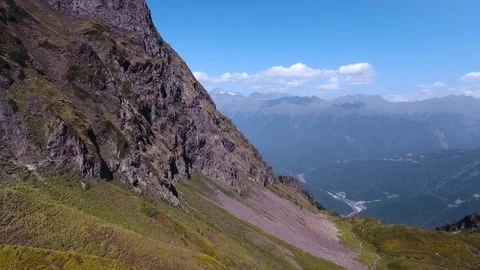 Aerial View. Flying over the mountain Aibga Krasnaya Polyana in Sochi. 動画素材 80246675