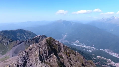 Aerial View. Flying over the mountain Aibga Krasnaya Polyana in Sochi. 動画素材 80247971