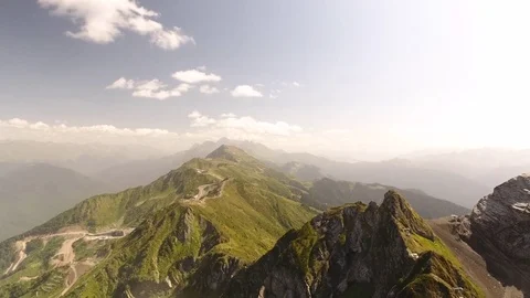 Aerial View. Flying over the mountain Aibga Krasnaya Polyana in Sochi. 動画素材 80248475