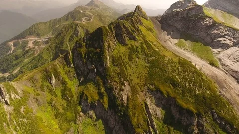 Aerial View. Flying over the mountain Aibga Krasnaya Polyana in Sochi. 動画素材 80248722