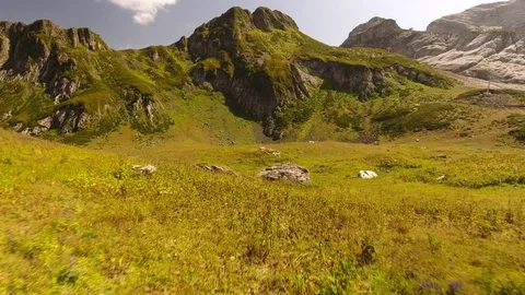 Aerial View. Flying over the mountain Aibga Krasnaya Polyana in Sochi. 動画素材 80249572
