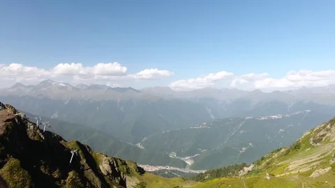 Aerial View. Flying over the mountain Aibga Krasnaya Polyana in Sochi. 動画素材 80250319