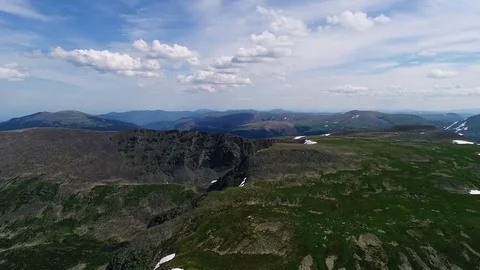 Aerial View. Flying over the Mountain Lake. Altai. Karakolsky Lakes Expedition Stock Footage 80296055