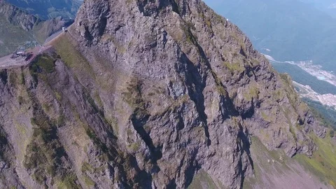 Aerial View. Flying over the mountain Aibga Krasnaya Polyana in Sochi. Stock Footage 80300264