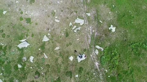 Aerial View. Flying over the Mountain Lake. Altai. Karakolsky Lakes Expedition Stock Footage 80564765