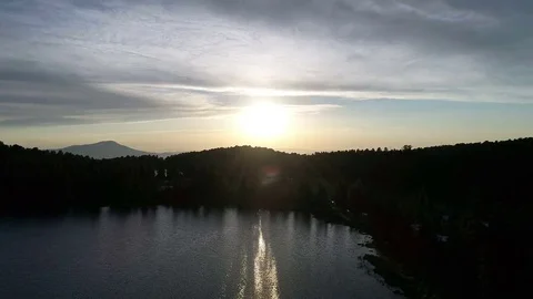 Aerial View. Flying over the Mountain Lake. Altai. Karakolsky Lakes Expedition Stock Footage 81081029