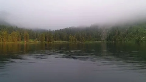 Aerial View. Flying over the Mountain Lake. Altai. Karakolsky Lakes Expedition Stock Footage 81081082