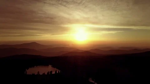 Aerial View. Flying over the Mountain Lake. Altai. Karakolsky Lakes Expedition Stock Footage 81605797