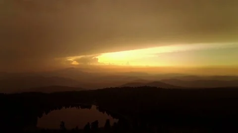 Aerial View. Flying over the Mountain Lake. Altai. Karakolsky Lakes Expedition Stock Footage 81605875