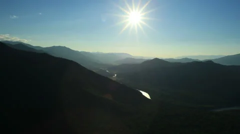 Aerial View. Flying over the Mountains and Forest Valley. Altai, Siberia. Stock Footage 34356993