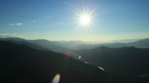 Aerial View. Flying over the Mountains and Forest Valley. Altai, Siberia. Stock Footage 34357066