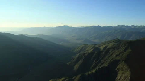 Aerial View. Flying over the Mountains and Forest Valley. Altai, Siberia. Stock Footage 34374781